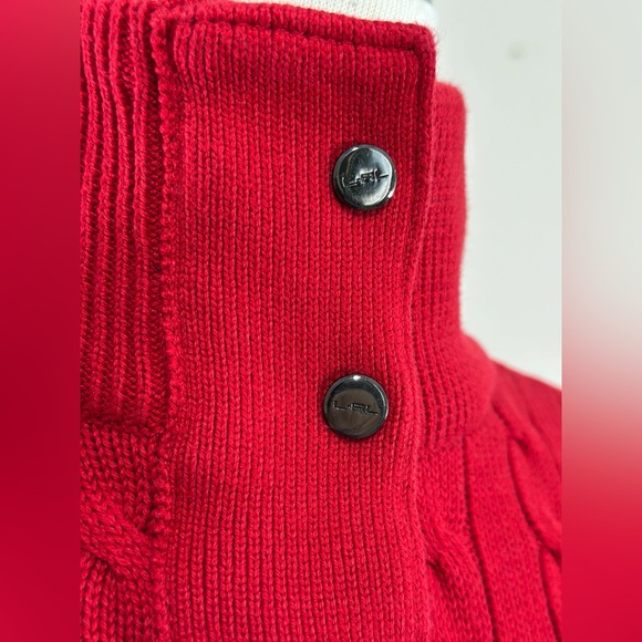 Vintage Lauren Active Ralph Lauren Red Cable Knit Full-Zip Sweater cardigan - Picture 5 of 9